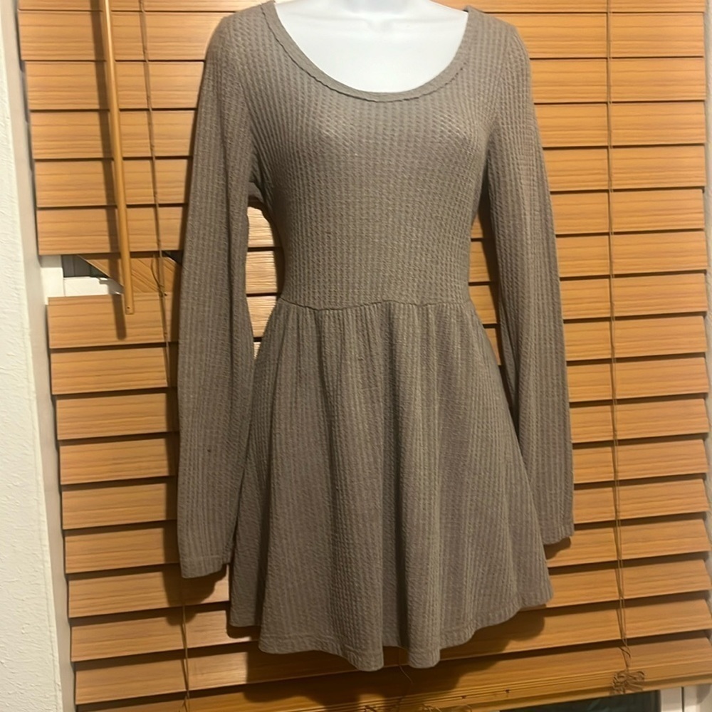 Waffle print long sleeve tunic